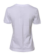Weißes Baumwoll-T-Shirt mit Rundhalsausschnitt und kurzen Ärmeln
