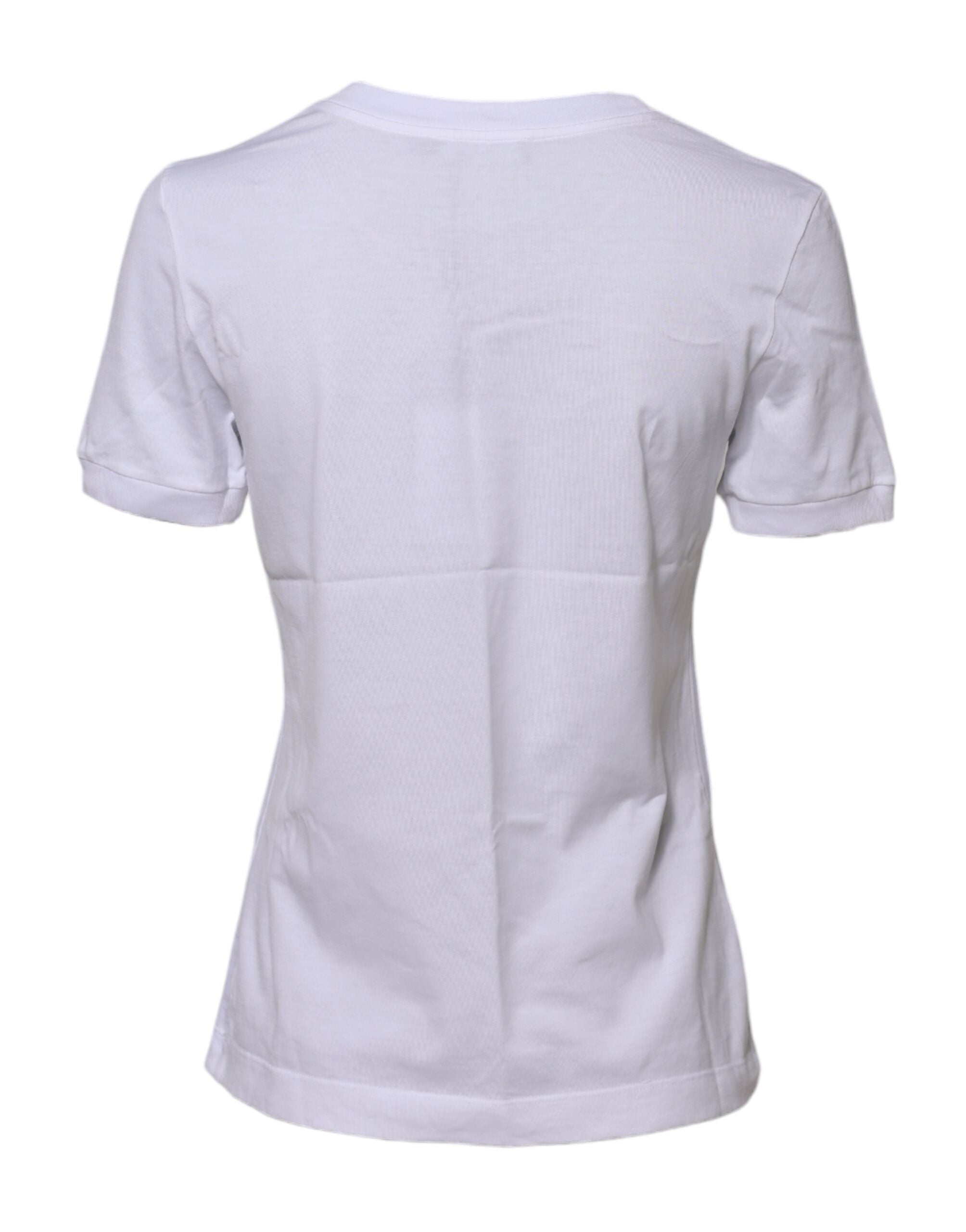 Weißes Baumwoll-T-Shirt mit Rundhalsausschnitt und kurzen Ärmeln