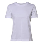 Weißes Baumwoll-T-Shirt mit Rundhalsausschnitt und kurzen Ärmeln