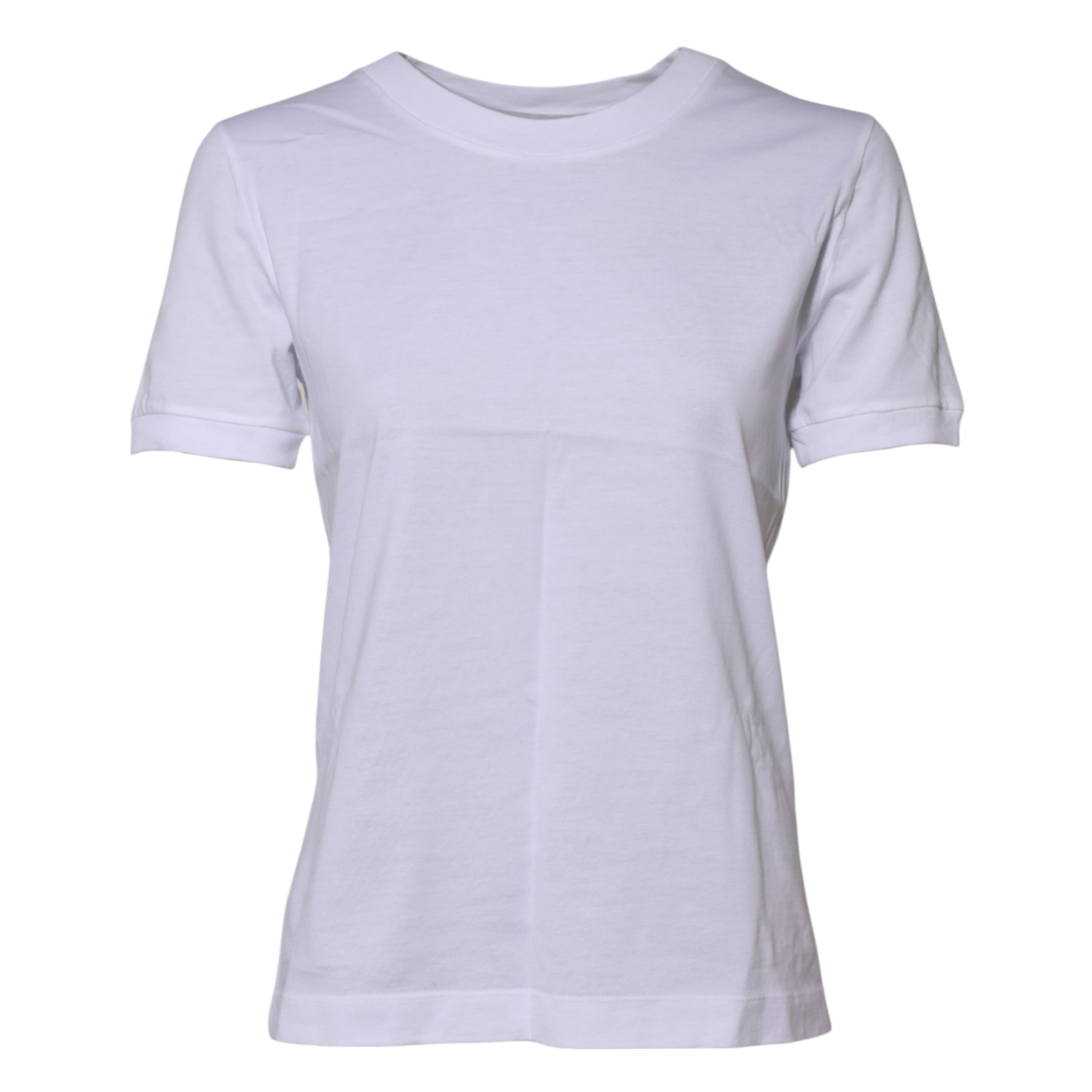 Weißes Baumwoll-T-Shirt mit Rundhalsausschnitt und kurzen Ärmeln