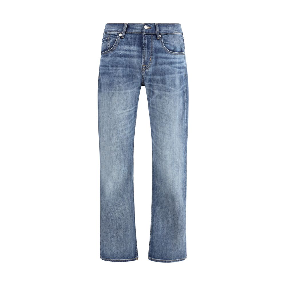 Blaue Straight Leg Jeans aus Baumwolle