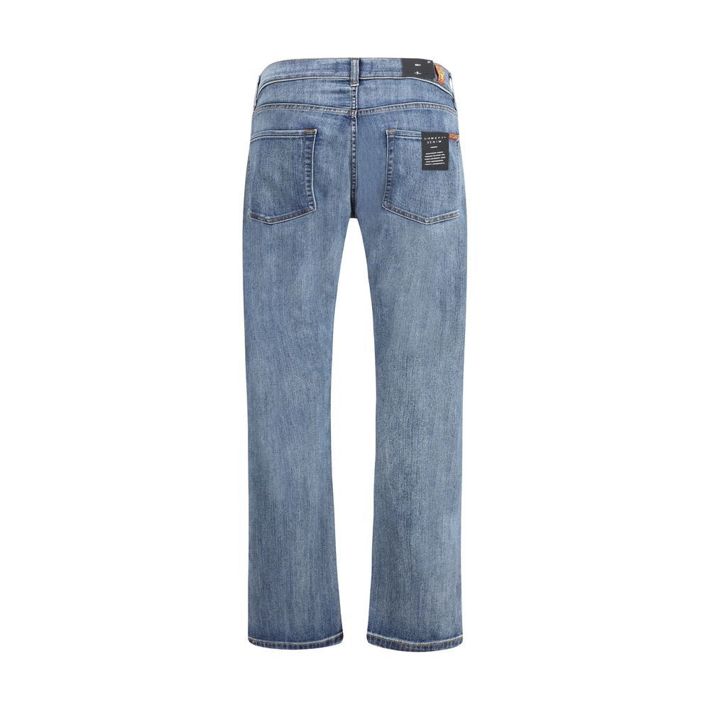 Blaue Straight Leg Jeans aus Baumwolle