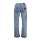 Blaue Straight Leg Jeans aus Baumwolle
