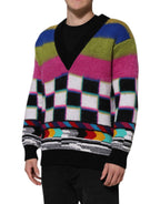 Pullover-Sweater mit mehrfarbigem Glitch-Design