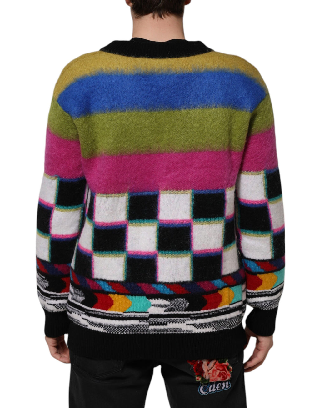 Pullover-Sweater mit mehrfarbigem Glitch-Design