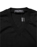 Maglione pullover grigio scuro con logo ricamato