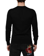 Maglione pullover grigio scuro con logo ricamato