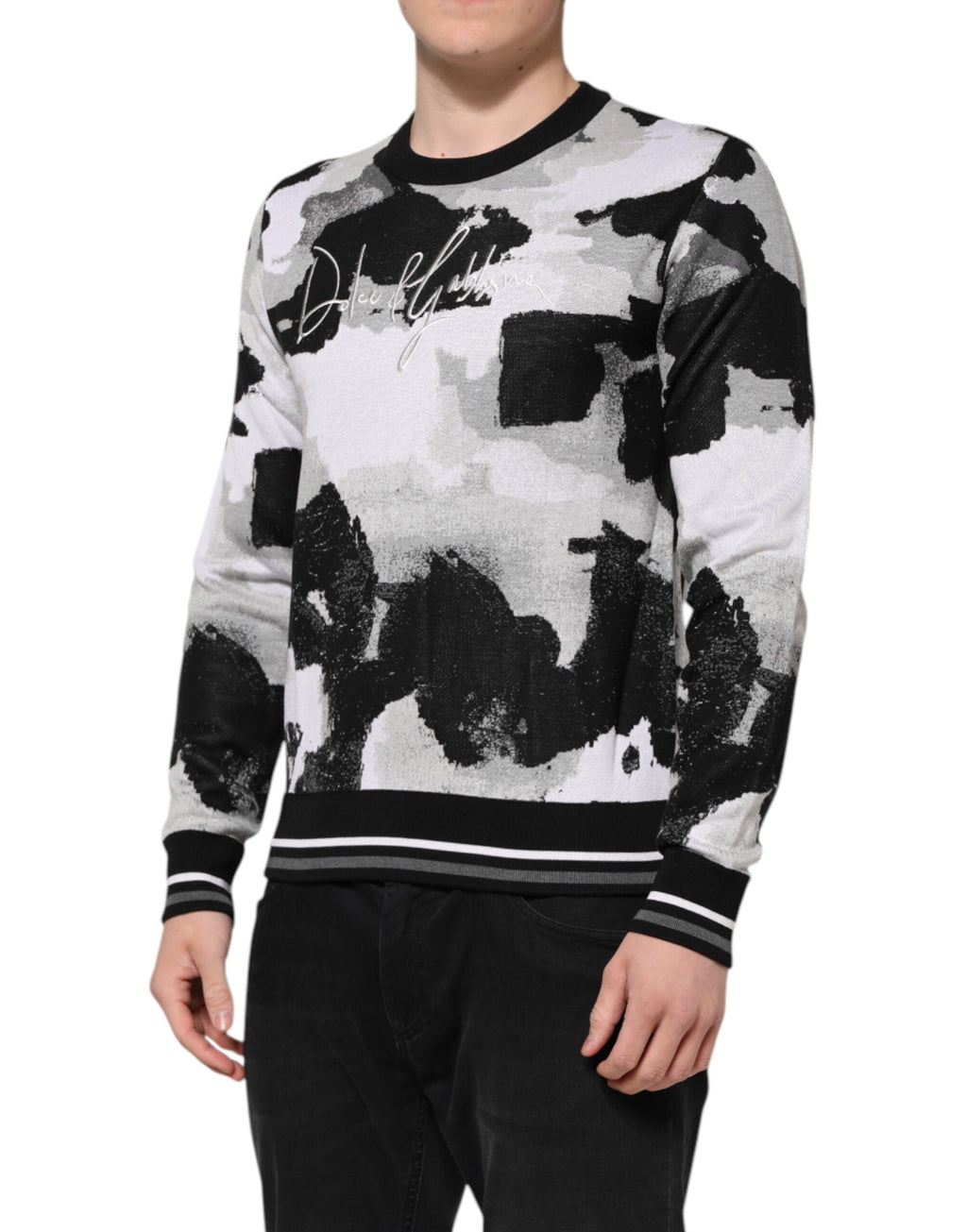 Mehrfarbiger Camouflage-Pullover aus Seide