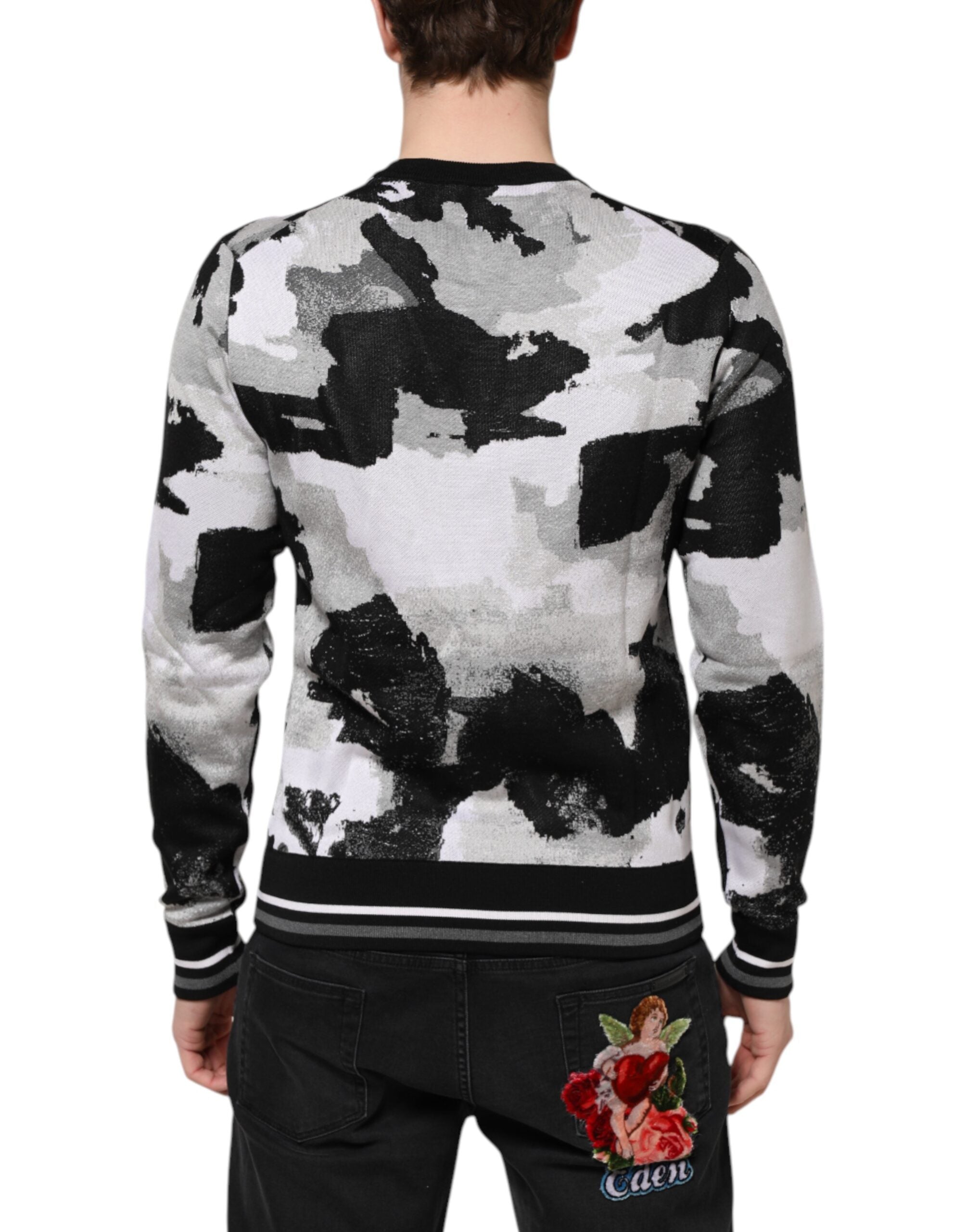 Mehrfarbiger Camouflage-Pullover aus Seide
