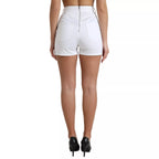 Weiße Front Lace High Waist Hot Pants Shorts