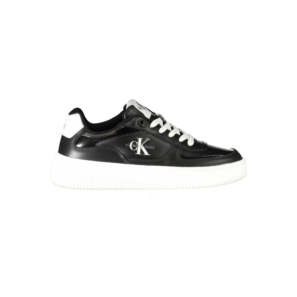 Schwarzer Polyurethan-Sneaker für Damen