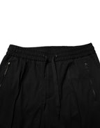 Black Viscose Skinny Logo Men Jogger Pants