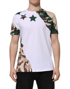 Herren T-Shirt mit Rundhalsausschnitt aus Baumwolle mit weißem Camouflage-Muster