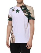 Herren T-Shirt mit Rundhalsausschnitt aus Baumwolle mit weißem Camouflage-Muster
