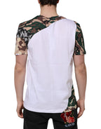 Herren T-Shirt mit Rundhalsausschnitt aus Baumwolle mit weißem Camouflage-Muster