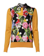 Mehrfarbiges floral gemustertes Langarm-Poloshirt