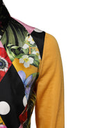 Mehrfarbiges floral gemustertes Langarm-Poloshirt