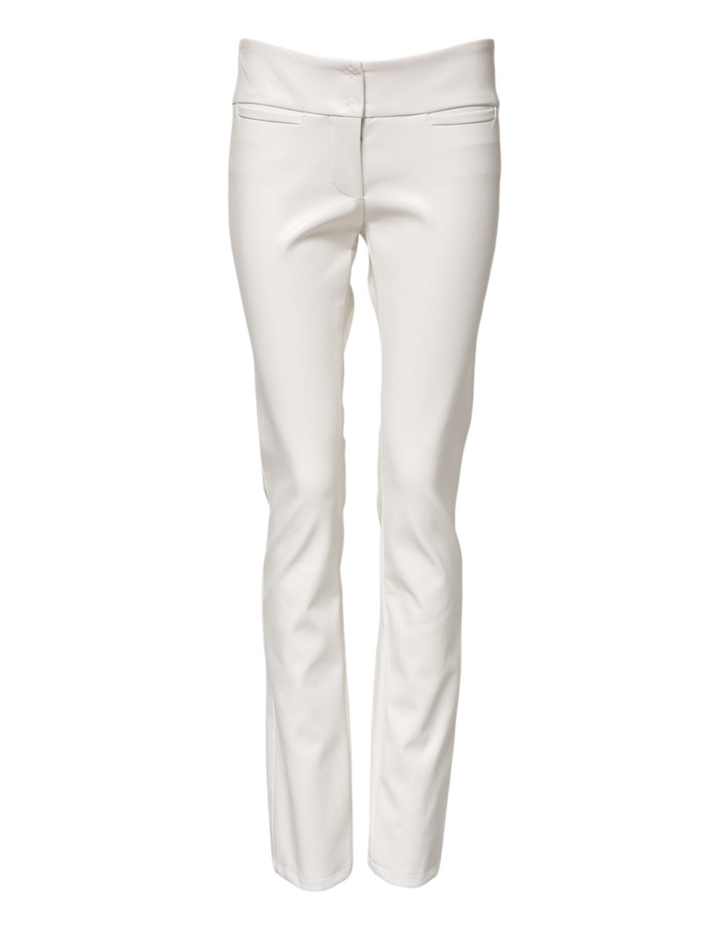 Weiße High-Waist-Hose aus Polyurethan mit schmal zulaufendem Bein