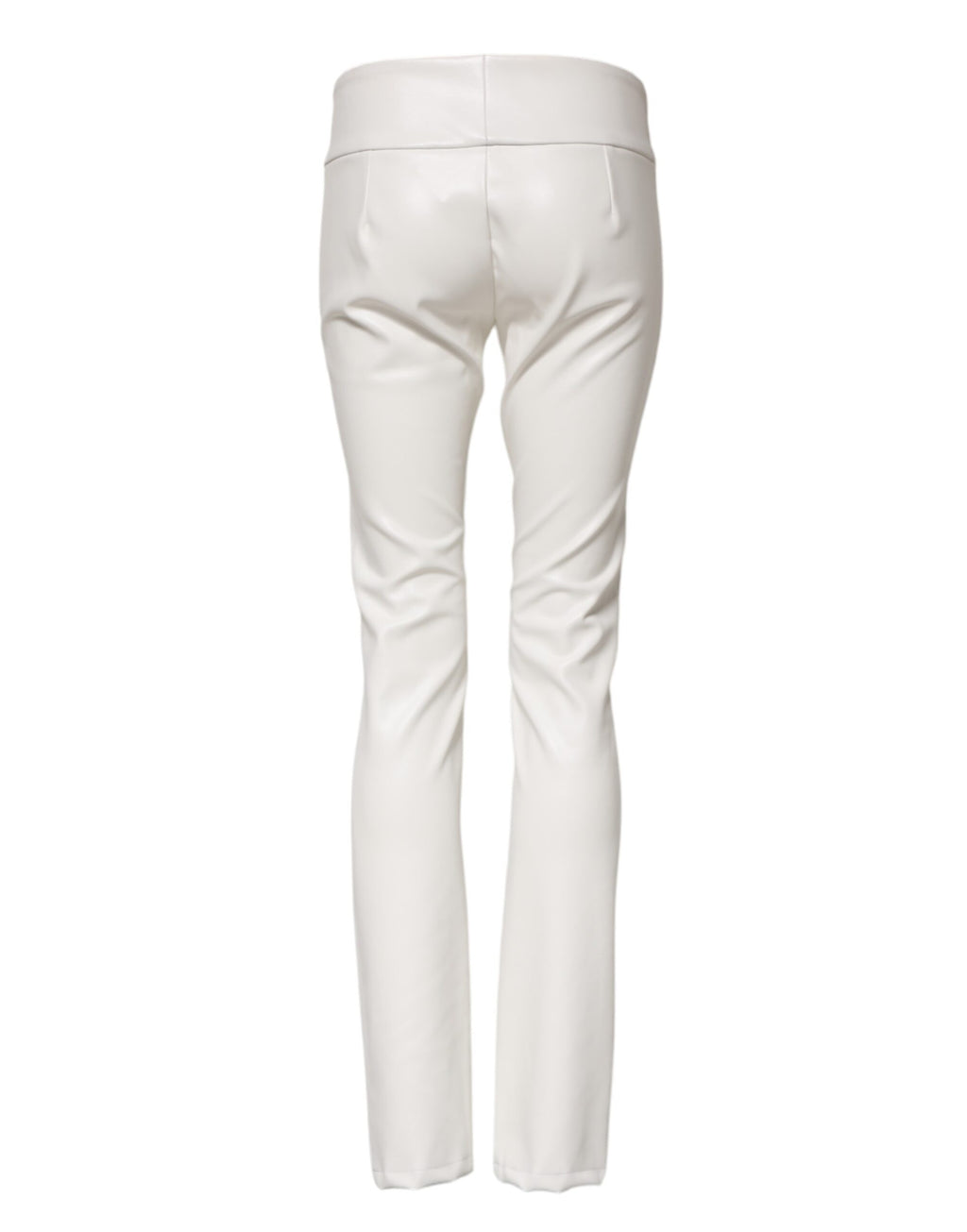 Weiße High-Waist-Hose aus Polyurethan mit schmal zulaufendem Bein