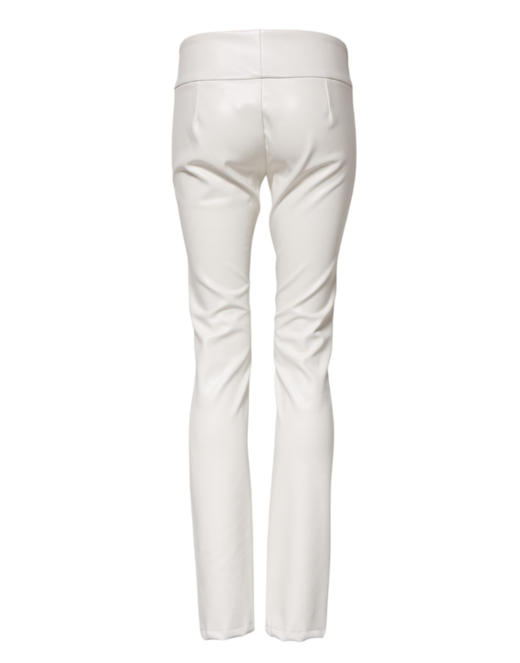 Weiße High-Waist-Hose aus Polyurethan mit schmal zulaufendem Bein