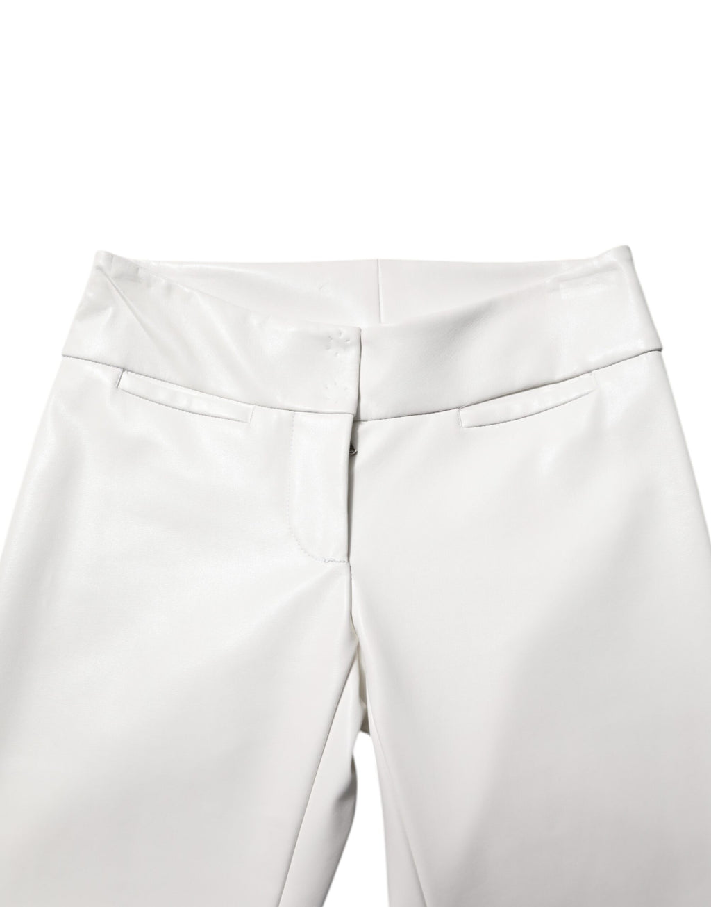 Weiße High-Waist-Hose aus Polyurethan mit schmal zulaufendem Bein