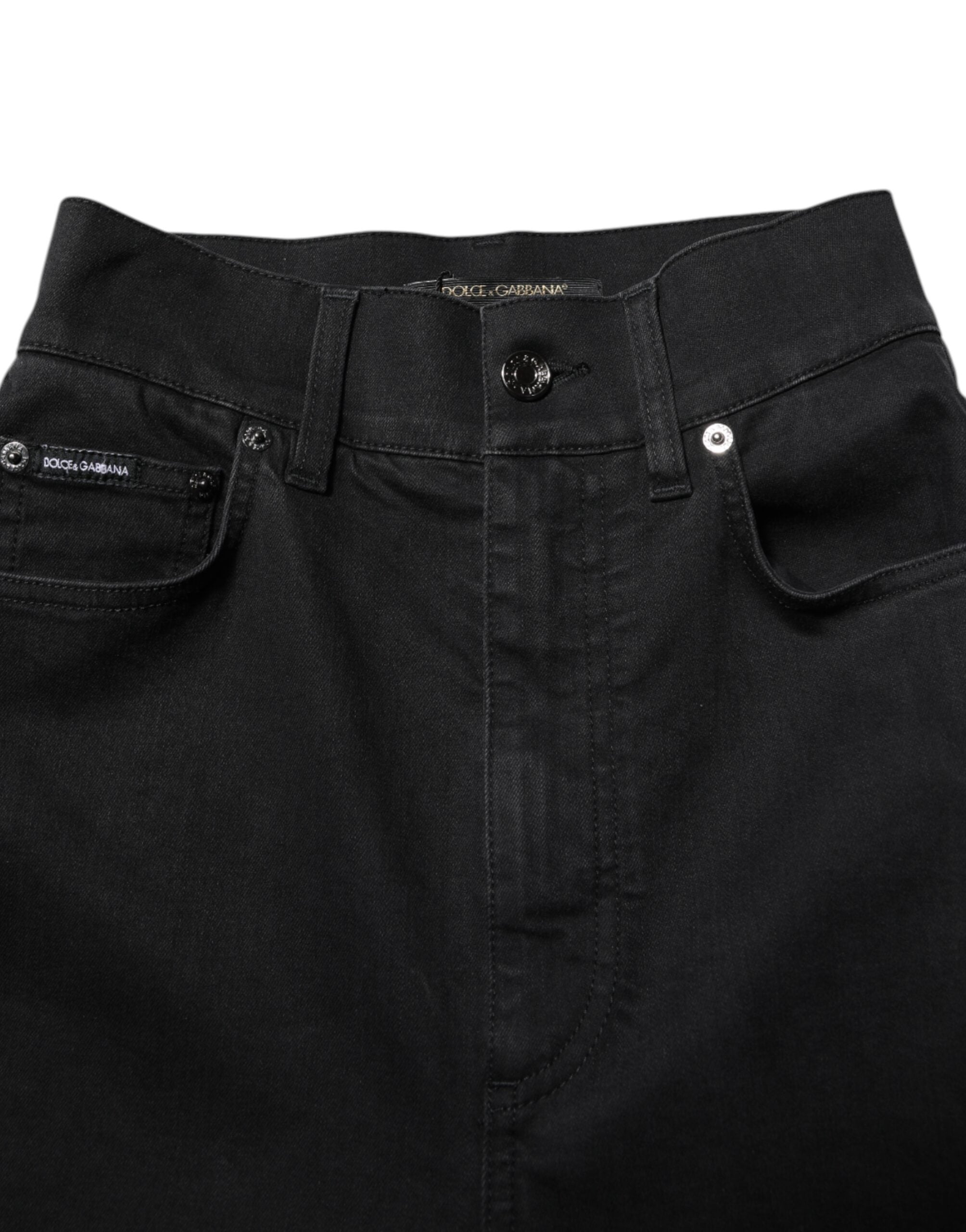 Schwarze High-Waist Skinny Jeans aus Baumwolle