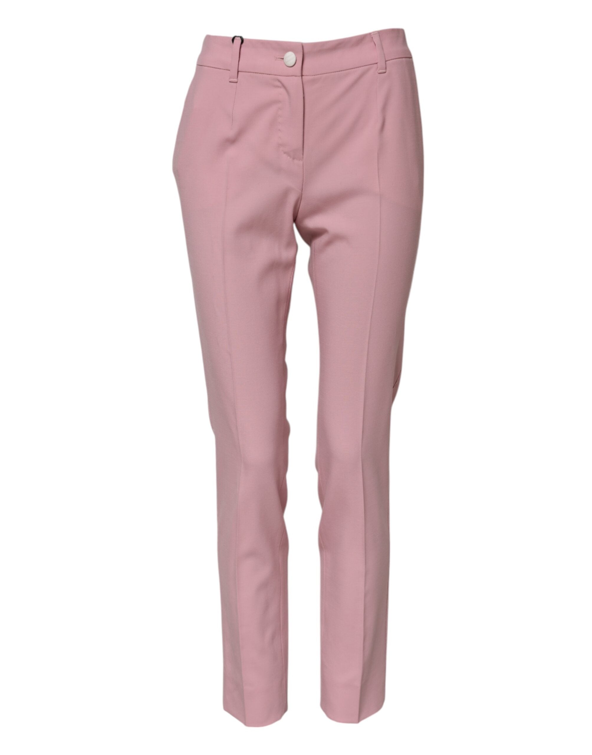 Rosa Hose aus Wolle mit hohem Bund und schmal zulaufendem Bein