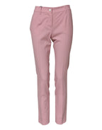 Rosa Hose aus Wolle mit hohem Bund und schmal zulaufendem Bein