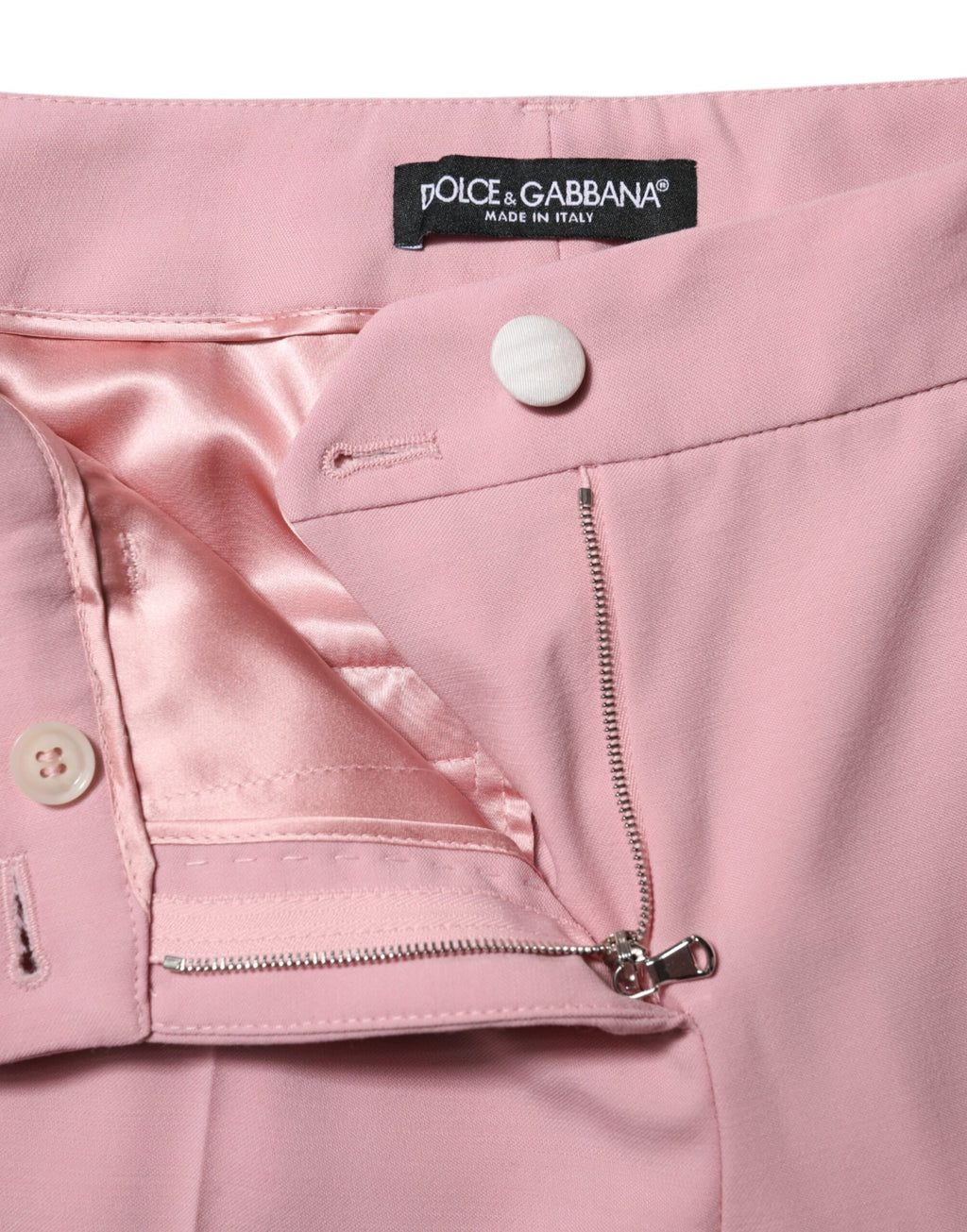 Rosa Hose aus Wolle mit hohem Bund und schmal zulaufendem Bein