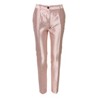 Pinkfarbene Satinhose mit hohem Bund und schmal zulaufendem Bein