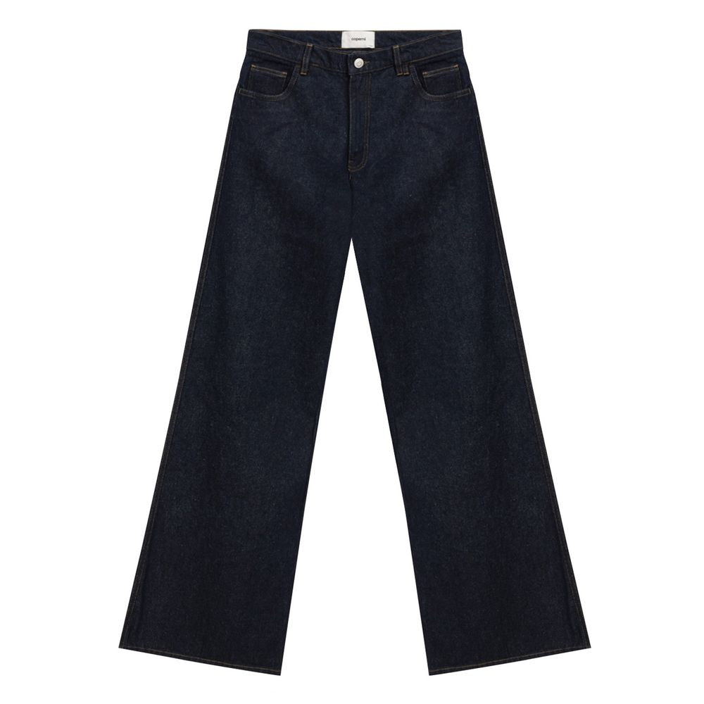 Blaue Baumwoll-High-Waist-Jeans
