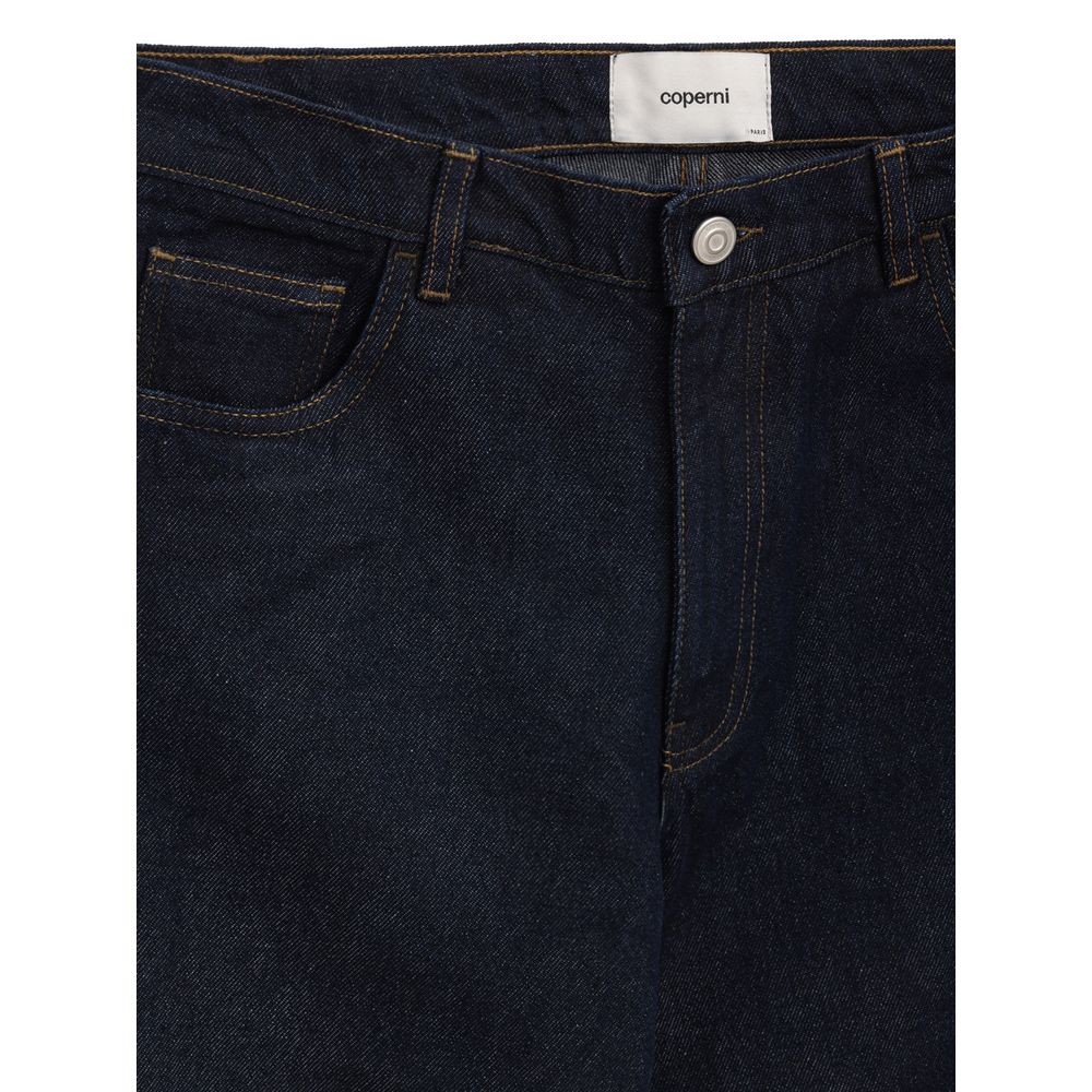 Blaue Baumwoll-High-Waist-Jeans