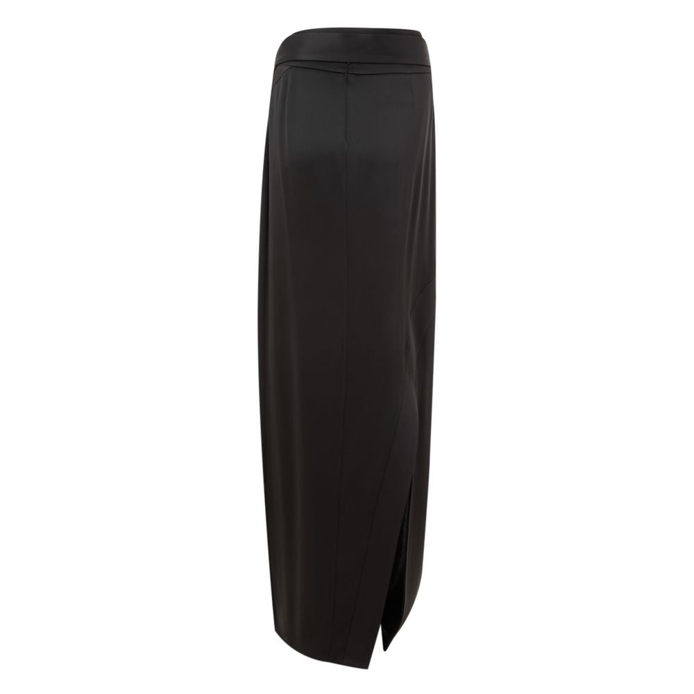 Langer Rock aus schwarzem Acetat