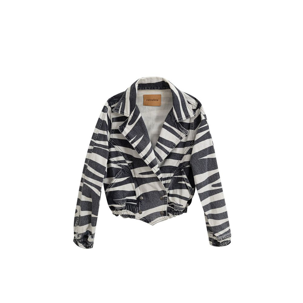 Schwarz-weißer Blazer aus Baumwolle
