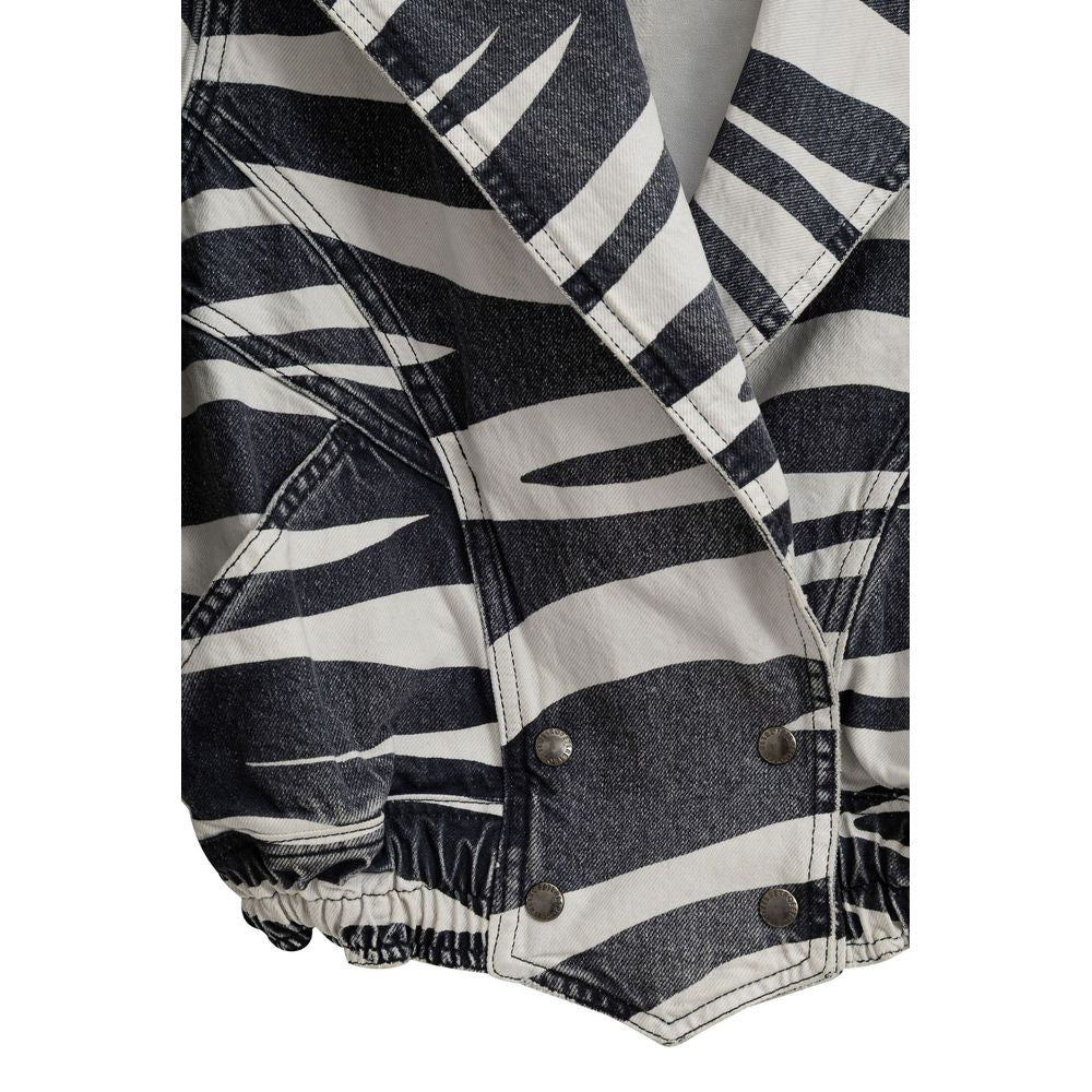 Schwarz-weißer Blazer aus Baumwolle