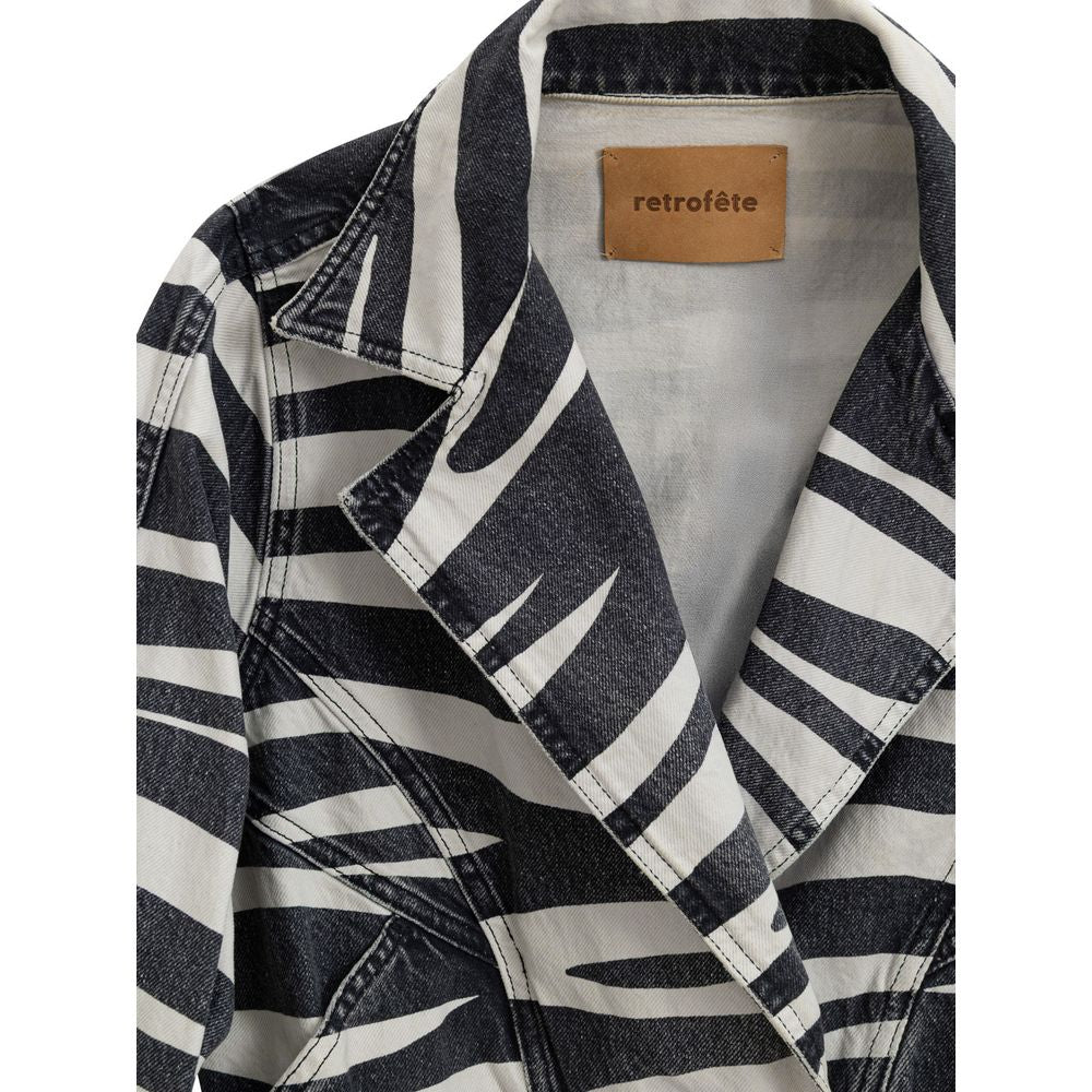 Schwarz-weißer Blazer aus Baumwolle