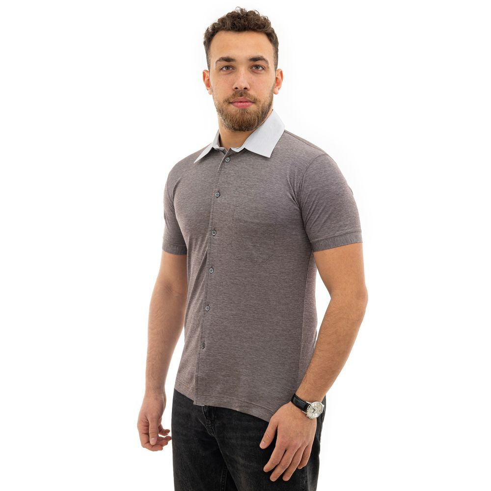 Bicolor Cotton Short-Sleeve Shirt