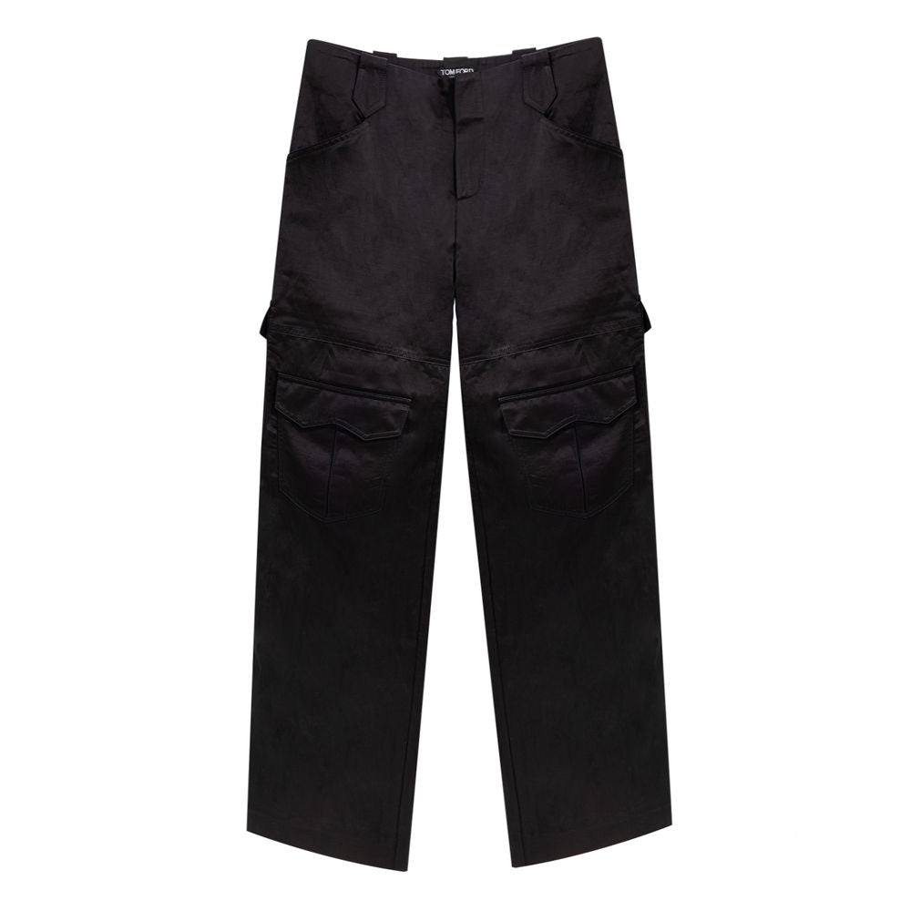 Schwarze Viskose-Cargohose