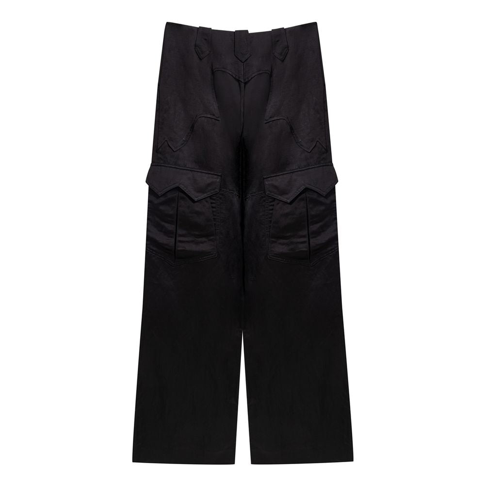 Schwarze Viskose-Cargohose