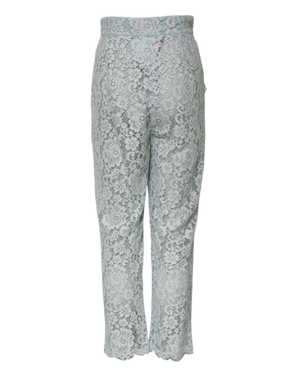 Hose mit floraler Spitze aus mintgrüner Baumwolle
