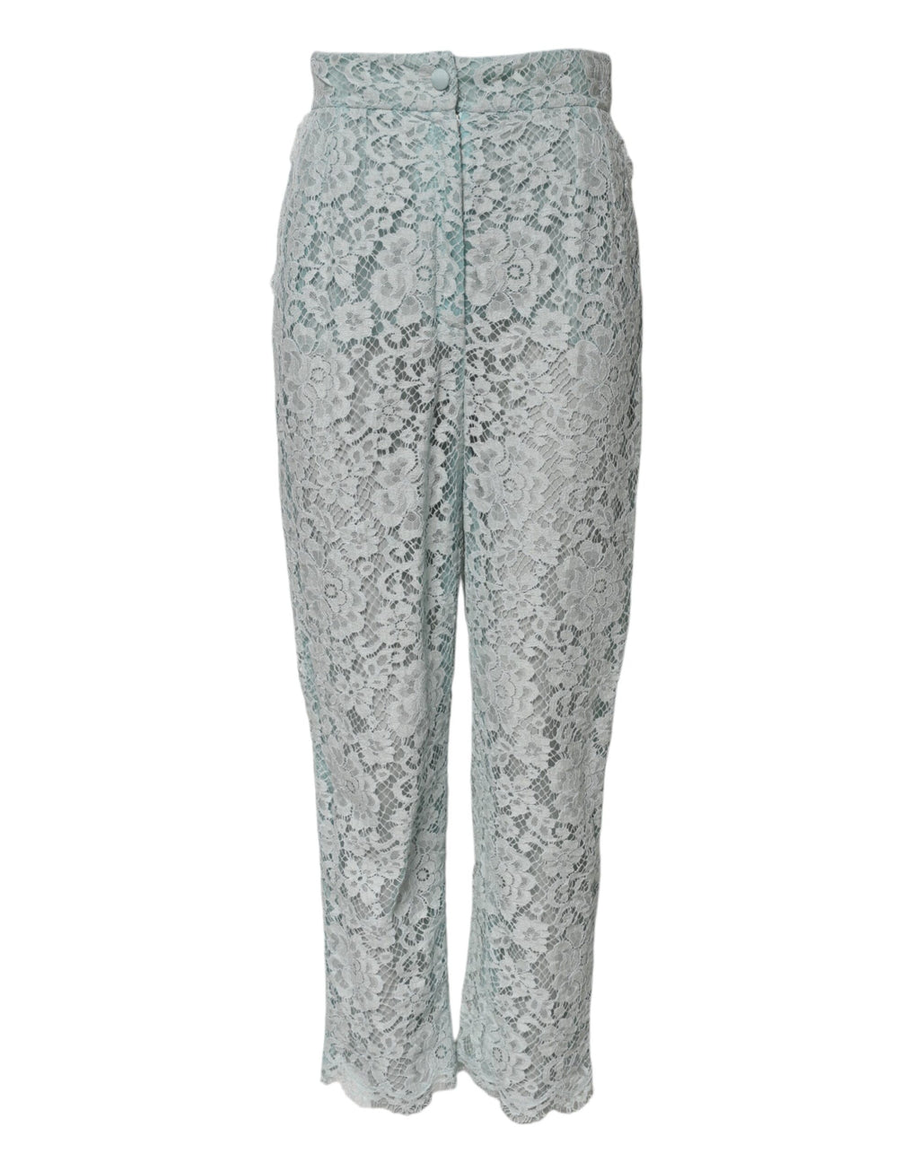 Hose mit floraler Spitze aus mintgrüner Baumwolle