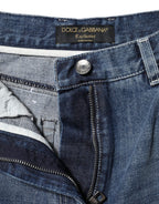 Blue Cotton High Waist Wide Leg Denim-Jeans