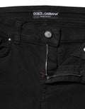 Black Cotton Logo Skinny Mid-Rise Denim Jeans