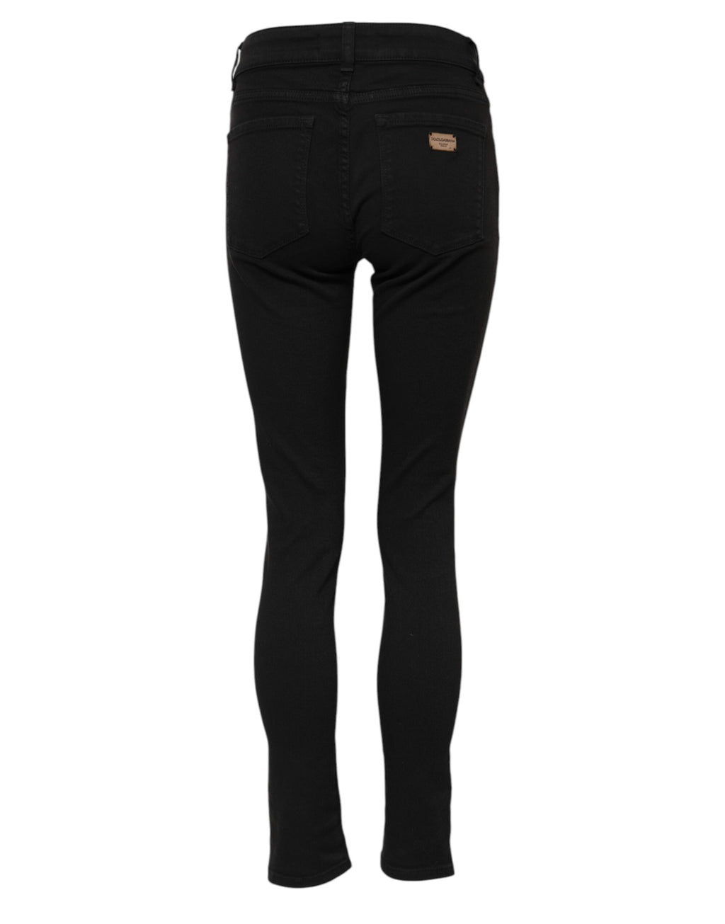 Black Cotton Logo Skinny Mid-Rise Denim Jeans
