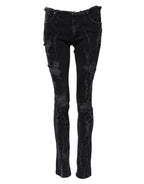 Schwarze zerrissene Skinny Jeans aus Baumwolle