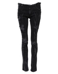 Schwarze zerrissene Skinny Jeans aus Baumwolle