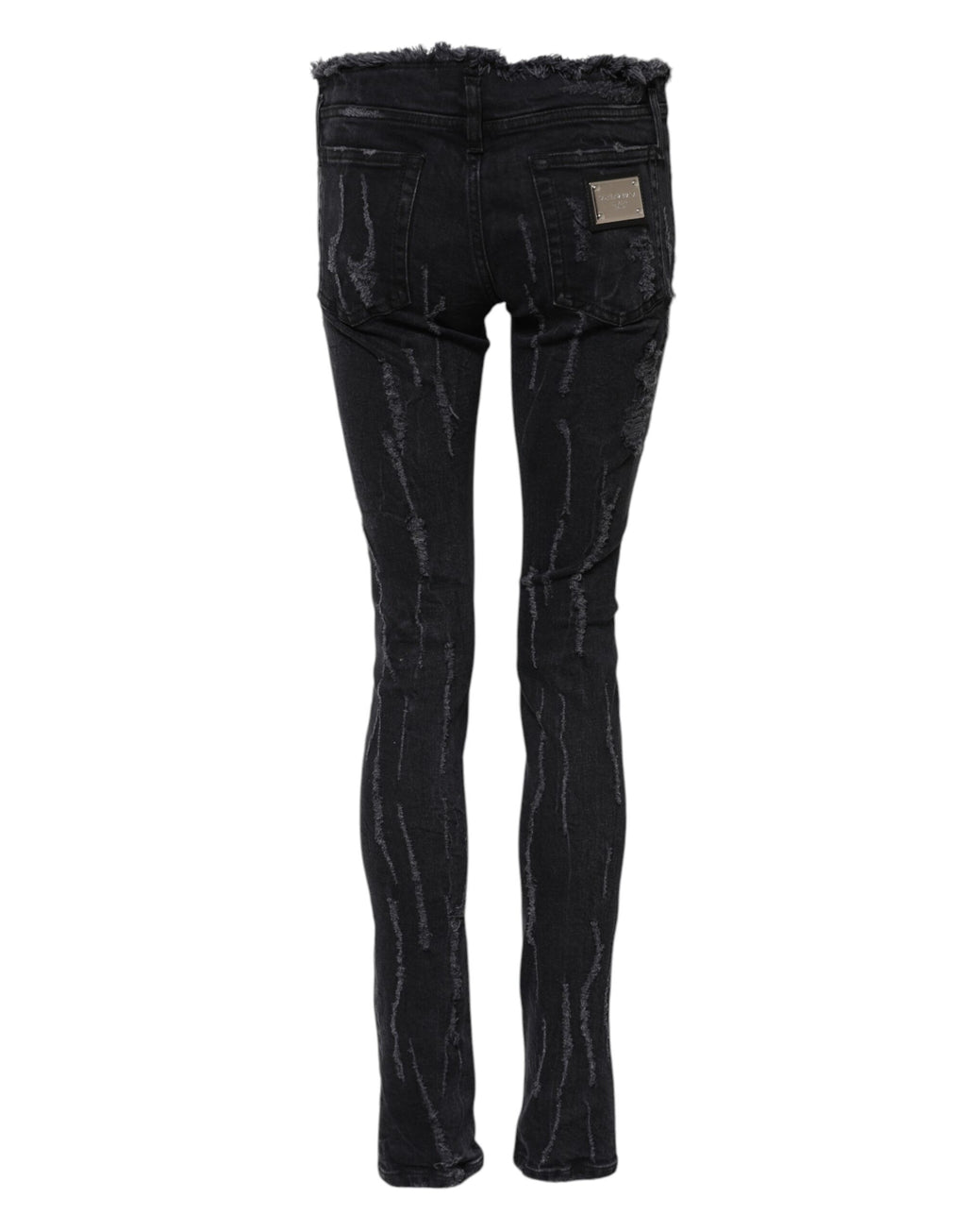Schwarze zerrissene Skinny Jeans aus Baumwolle