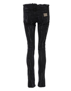 Schwarze zerrissene Skinny Jeans aus Baumwolle