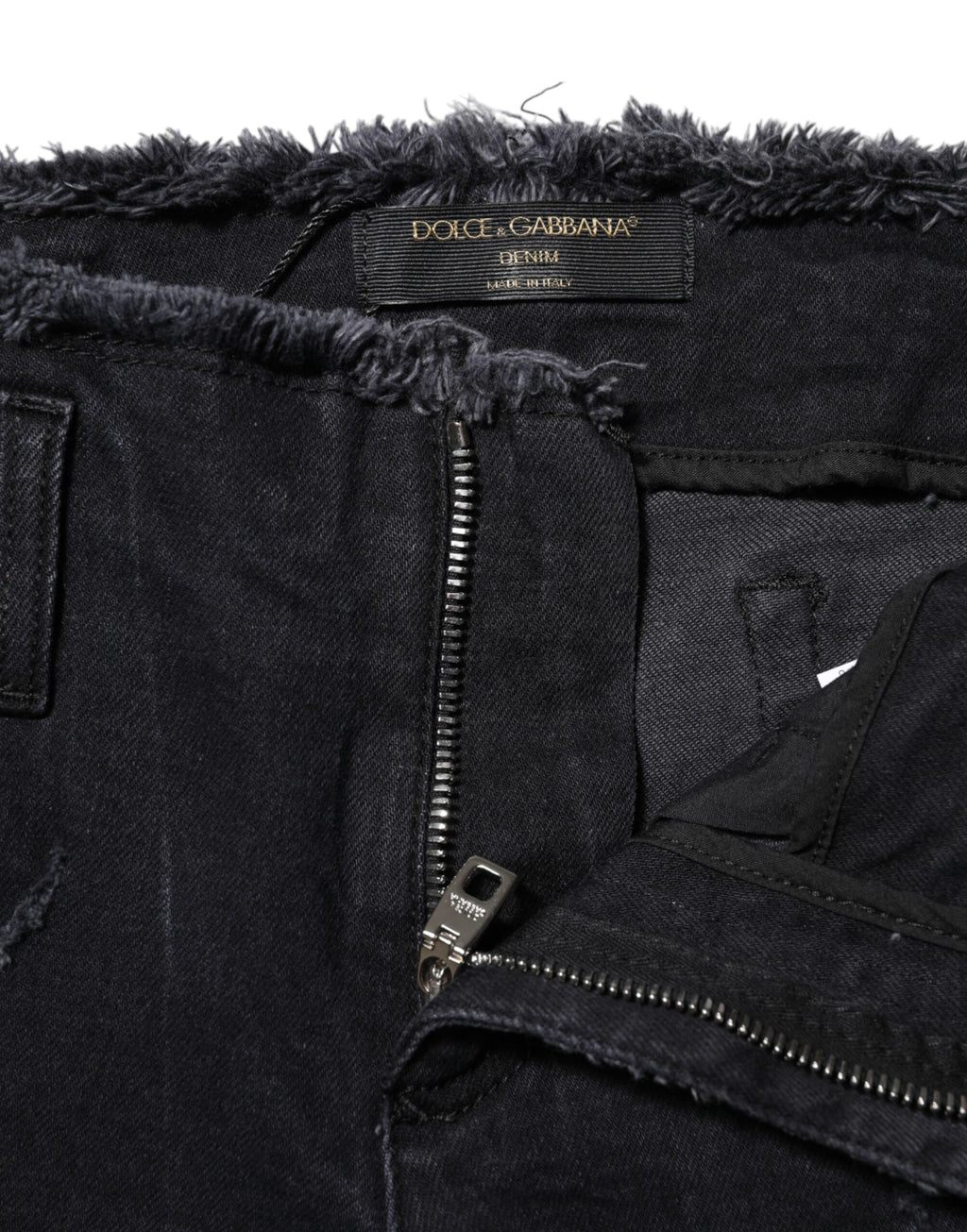 Schwarze zerrissene Skinny Jeans aus Baumwolle