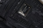 Schwarze zerrissene Skinny Jeans aus Baumwolle